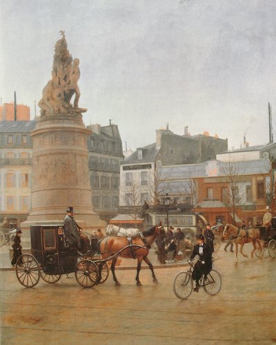 La Place Clichy, Paris, 1896 óleo sobre tela detalhe de 27890 de Edmond Georges Grandjean
